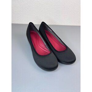 Crocs women's 9 black busy day‎ ballet wedge heeled casual Business dress shoes